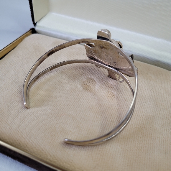 Vintage sterling silver Mexican grapes cluster cuff bracelet. Marked. Gift idea. - Picture 7 of 11